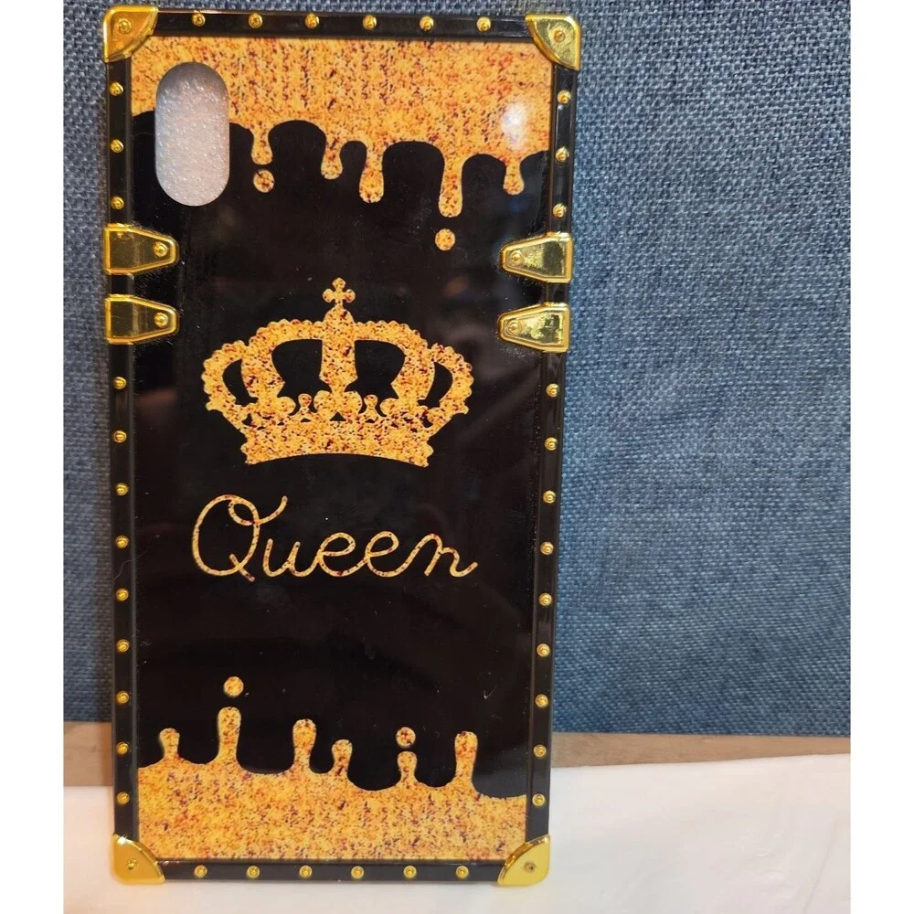 Boutique Samsung Galaxy Queen Crown Gold Square Case Shockproof
